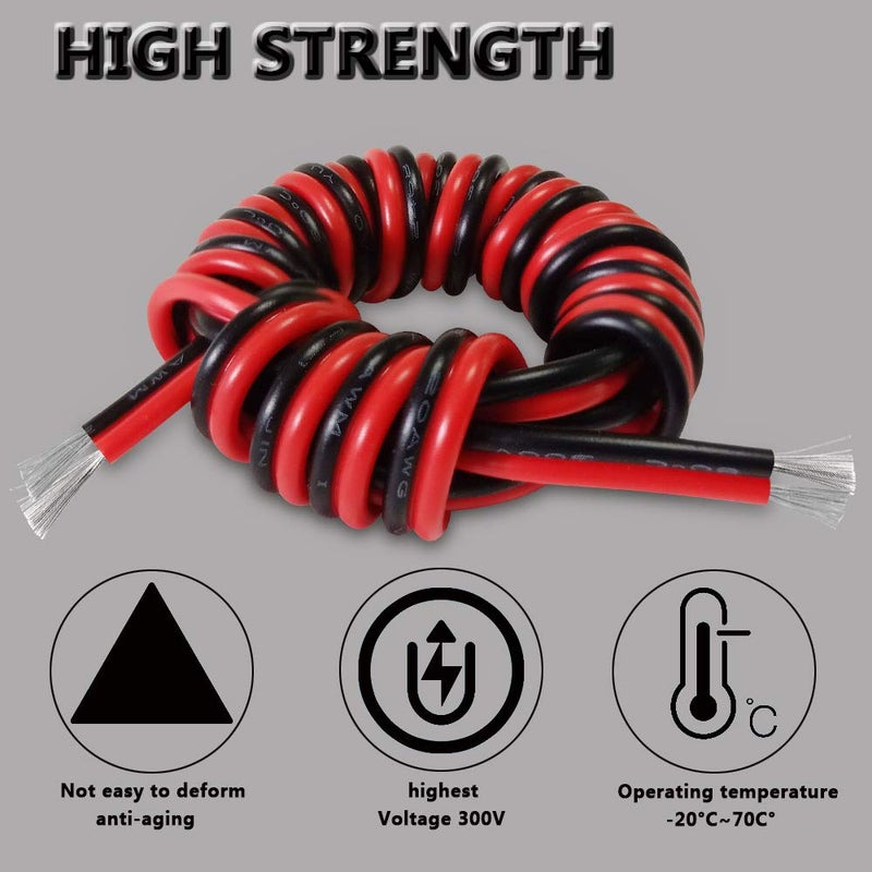 AOTOINK 65.6ft Extension Cable Wire 2 Conductor 20M 22AWG 2 Core 22 Gauge Red Black Stranded Tinned Copper for Led Strips Single Color 3528 5050, Boat Light, 12V LEDs Bulbs Lamps, Car Lighting - Image 3